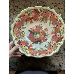 Rifle Paper Co Garden Party Melamine Serving Bowl Floral Scalloped Rim New NWT